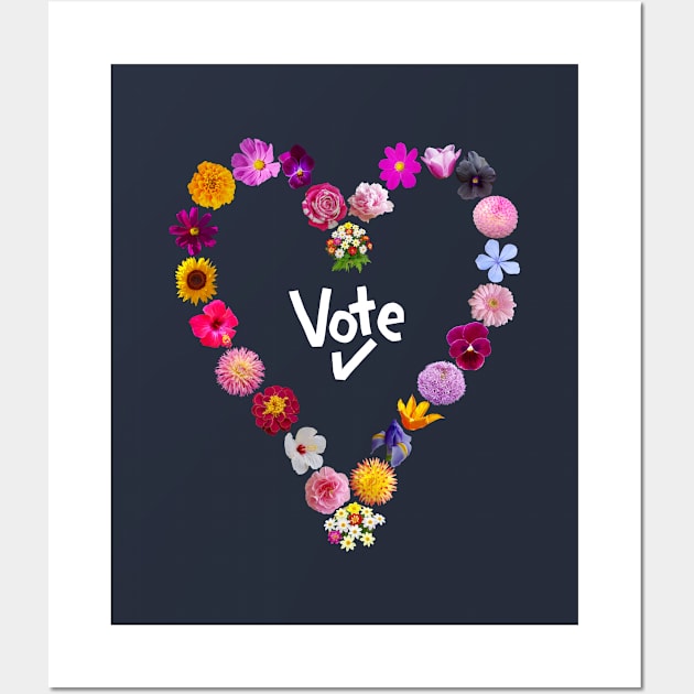 Vote Politics with Floral Heart Wall Art by ellenhenryart